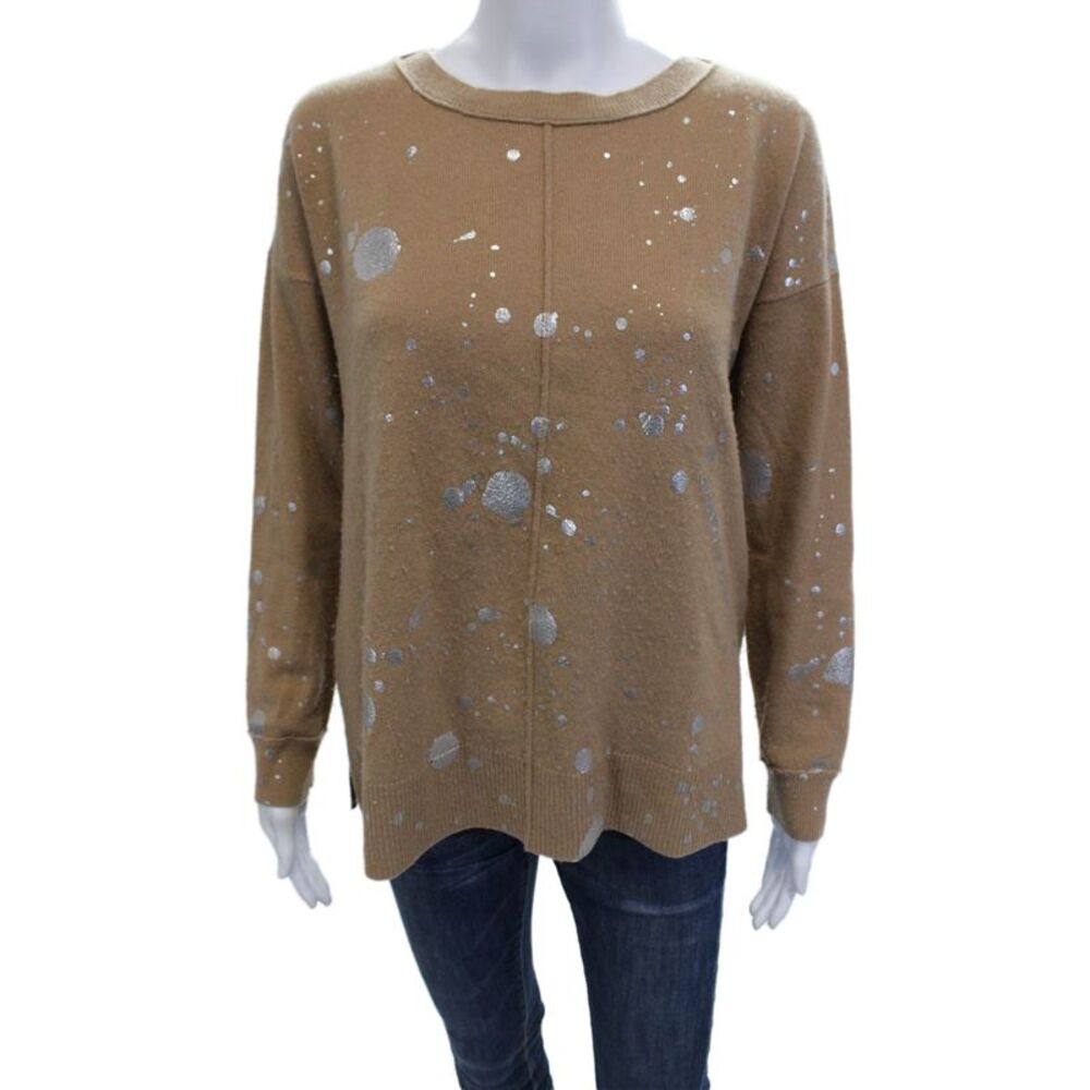 Pure Amici Unisex Pullover Sweater Brown 100% Cashmere Round Neck Size S